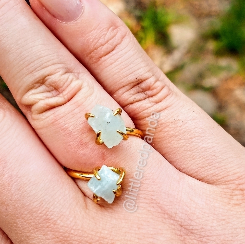 Aquamarine twin stone ring